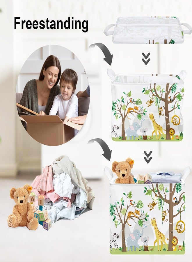 Clastyle Animal Tree Baby Laundry Hamper Kid Storage Basket Boy Girl Gift Toy Box Collapsible Large Clothes Organizer Nursery Bin for Bedroom, White, 40 * 30 * 30 cm - Image 3